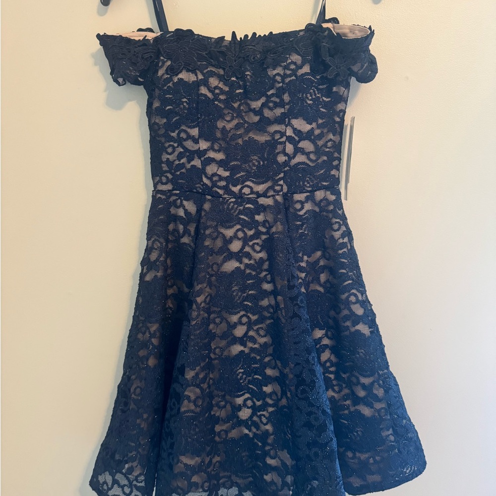 Navy Lace Kids Dress